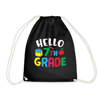 7th Grade Vibes Retro Groovy Women Happy First - Drawstring Bag - black - Front