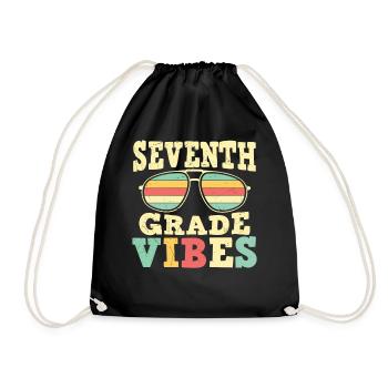 7th Grade Vibes Retro Groovy Women Happy First - Drawstring Bag - black - Front