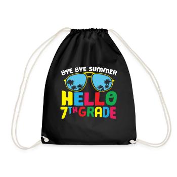 Bye Bye Summer Hello 7th Grade Retro Groovy Women - Drawstring Bag - black - Front