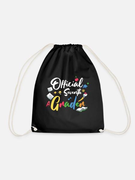 7th Grade Vibes Retro Groovy Women Happy First - Drawstring Bag - black