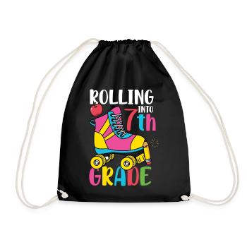 Rolling Into7th Grade Vibes Retro Groovy Women - Drawstring Bag - black - Front