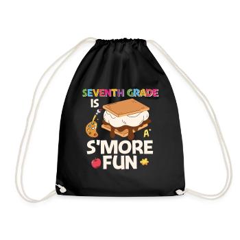 7th Grade Is S'More Fun Retro Groovy Women Happy - Drawstring Bag - black - Front
