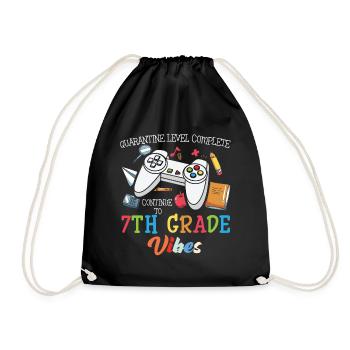 7th Grade Vibes Retro Groovy Women Happy First - Drawstring Bag - black - Front