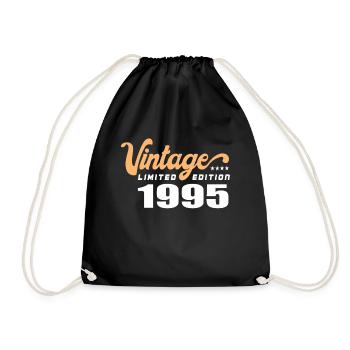 Vintage Birthday Birthday Retro 1995 Limited - Drawstring Bag - black - Front