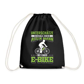 E Bikes E Bike E-Bikes Elektro Bike Männer Spruch - Turnbeutel - Schwarz - Vorne