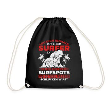 Surfing Surfer Wassersport Surfing Surfen - Turnbeutel - Schwarz - Vorne