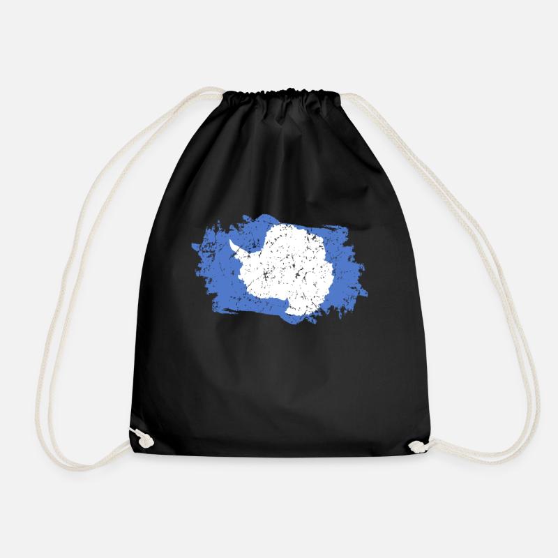 Antarctica Flag Grunge Antarctic Flag - Drawstring Bag - black