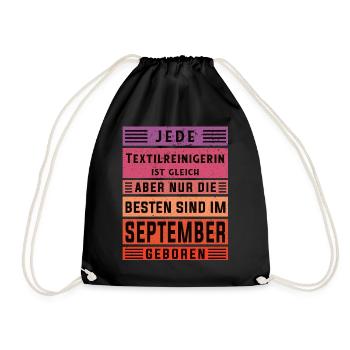 Wäscherei Geburtstag September geboren - Turnbeutel - Schwarz - Vorne
