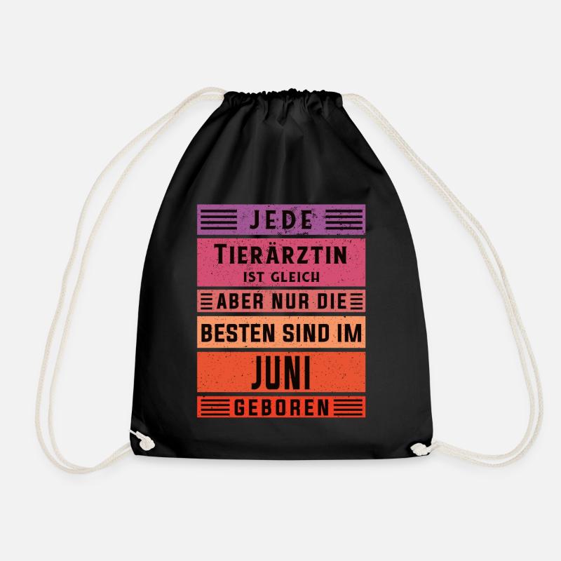 Veterinär Geburtstag Juni geboren Tierärztin - Turnbeutel - Schwarz