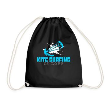 kite surfen Spruch - Turnbeutel - Schwarz - Vorne