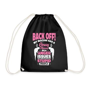 Macaw Parrot Mom Pet Tropical Zoo Animal Bird - Drawstring Bag - black - Front