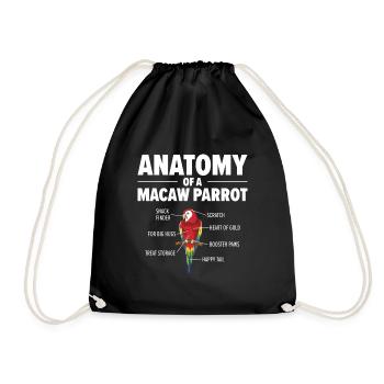 Macaw Anatomy Birdwatching Parrot Bird Lover - Drawstring Bag - black - Front
