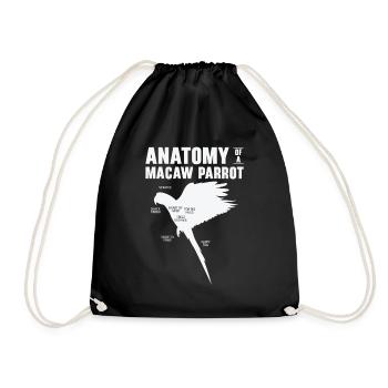 Macaw Anatomy Birdwatching Parrot Bird Lover - Drawstring Bag - black - Front