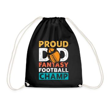 Fantasy Football Proud Dad Champ Sports Football - Drawstring Bag - black - Front