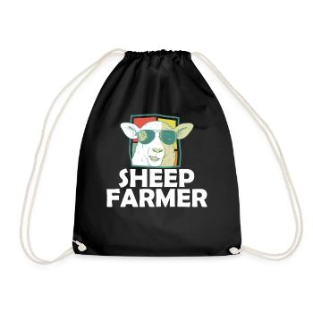 Retro Schaf Bauer Sonnenbrille Landwirtschaft - Turnbeutel - Schwarz - Vorne