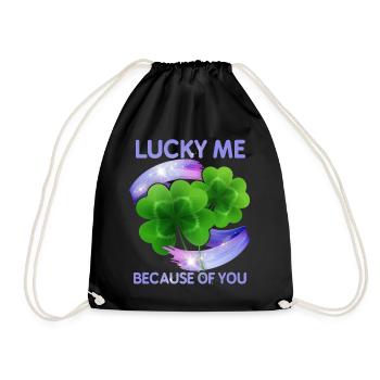 Cloverleaf Happiness, Happy Love, Valentine's Day - Drawstring Bag - black - Front
