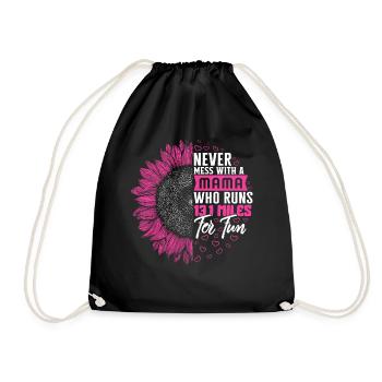 Runner Shirt, leg dich nie mit Mama an, die 13.1 läuft - Turnbeutel - Schwarz - Vorne