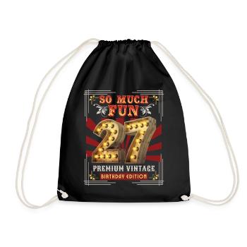 27th birthday 27 years Vintage-Retro Fun-Birthday - Drawstring Bag - black - Front
