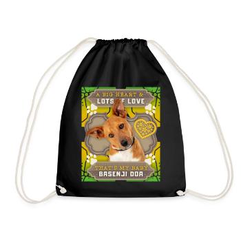 Basenji Doa, dog, bongo pedigree dog funny saying - Drawstring Bag - black - Front