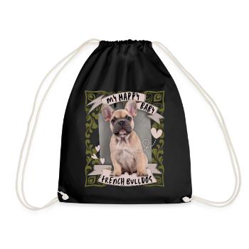 French Bulldog, Dog, French Bulldog - Drawstring Bag - black - Front