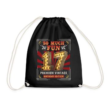 17th birthday 17 years Vintage-Retro Fun-Birthday - Drawstring Bag - black - Front
