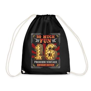 16th birthday 16 years Vintage-Retro Fun-Birthday - Drawstring Bag - black - Front