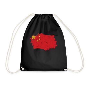 China Flag Grunge China Flag - Drawstring Bag - black - Front
