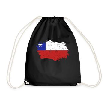Chile Flagge Grunge Chile Fahne - Turnbeutel - Schwarz - Vorne