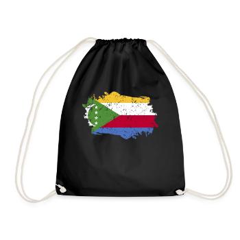 Comoros Flag Grunge Comoros Flag - Drawstring Bag - black - Front