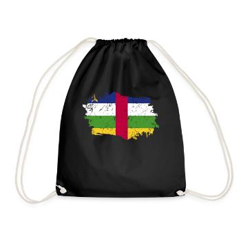 Central African Republic Flag - Drawstring Bag - black - Front