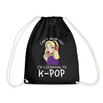 Ich kann dich nicht hören, ich höre Kpop lustige k - Turnbeutel - Schwarz - Vorne