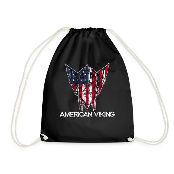 Amerikanische Flagge Wikinger Warrior Norse Mythol - Turnbeutel - Schwarz - Vorne