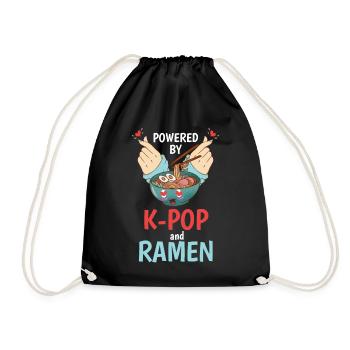 Angetrieben von K-Pop und Ramen Korean Food Anime - Turnbeutel - Schwarz - Vorne
