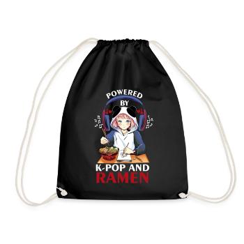 Angetrieben von K-Pop und Ramen skizzieren Anime G - Turnbeutel - Schwarz - Vorne
