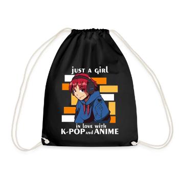 Nur ein Mädchen, das in Kpop und koreanische Anime - Turnbeutel - Schwarz - Vorne