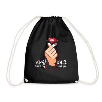Saranghaeyo Koreanisches Finger Herz süßes Kpop -Z - Turnbeutel - Schwarz - Vorne
