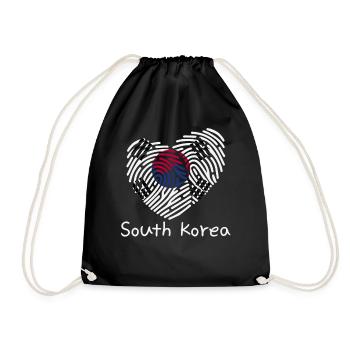 Koreanische Herzfingerabdruckflagge südkoreanische - Turnbeutel - Schwarz - Vorne