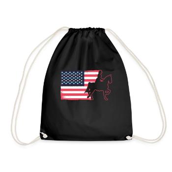 Saddle english riding rider horse equestrian sport - Drawstring Bag - black - Front