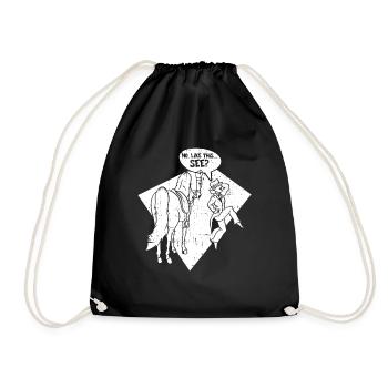Saddle english riding rider horse equestrian sport - Drawstring Bag - black - Front