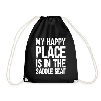 My Happy Place Is In the Saddle - Saddle - Drawstring Bag - black - Front