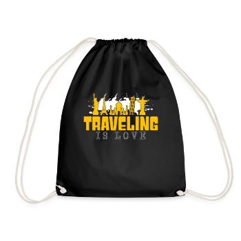 Travel - Drawstring Bag - black - Front