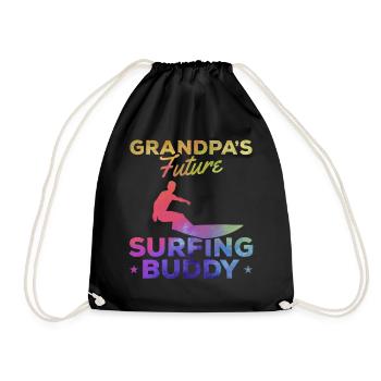 Surfing Baby Neugeborener Surfer Opas Zukunft - Turnbeutel - Schwarz - Vorne