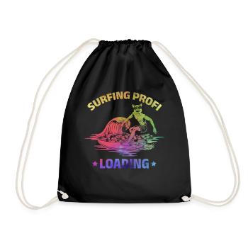 Surfer Surfing Profi Loading Lustiges Surfen - Turnbeutel - Schwarz - Vorne