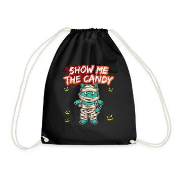 Show Me The Candy Halloween Costume Trick Or Treat - Drawstring Bag - black - Front