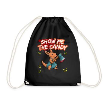Show Me The Candy Halloween Costume Trick Or Treat - Drawstring Bag - black - Front