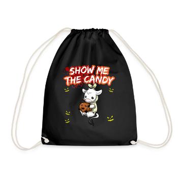 Show Me The Candy Halloween Costume Trick Or Treat - Drawstring Bag - black - Front