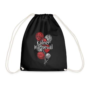 Kölner Karneval 5. Jahreszeit Konfetti Fasching - Turnbeutel - Schwarz - Vorne