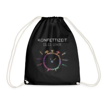 11.11 Kölner Karneval 5. Jahreszeit Konfettizeit - Turnbeutel - Schwarz - Vorne