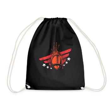 American Football Flag Patriotic Sports Football - Drawstring Bag - black - Front
