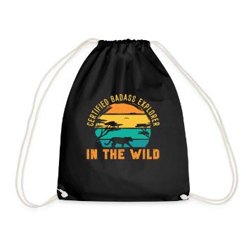 Safari Wildlife Certified Explorer In The Wild - Drawstring Bag - black - Front